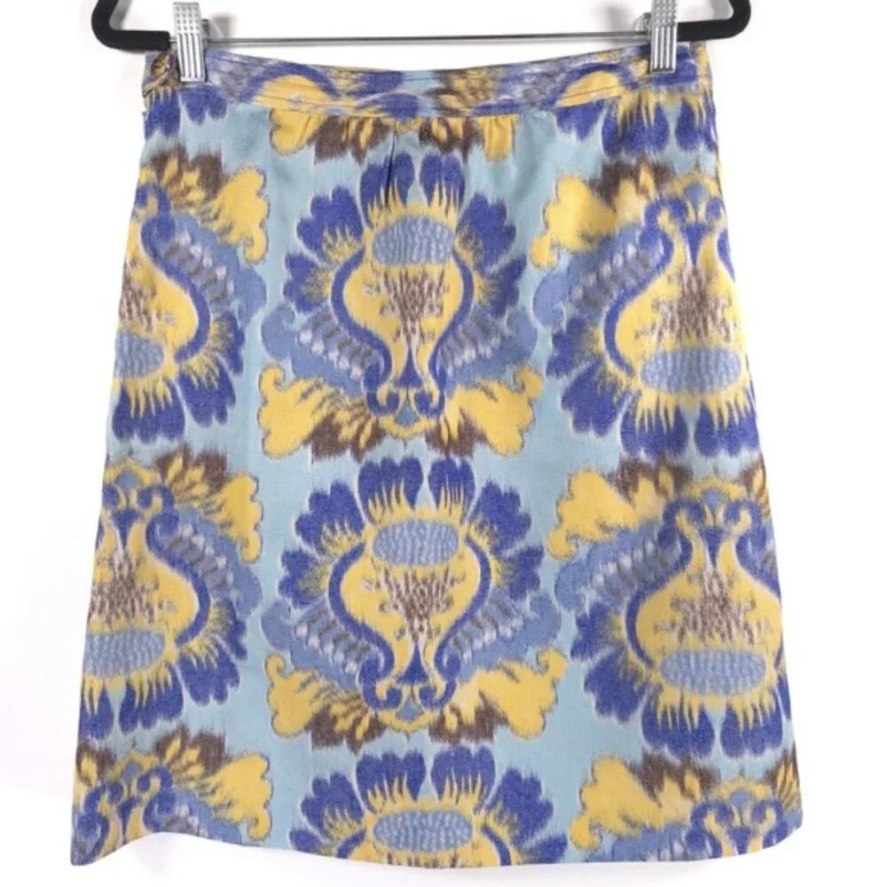 TORY BURCH‎ SILK Blend Pleated Skirt A-Line Abstract Print Size 8